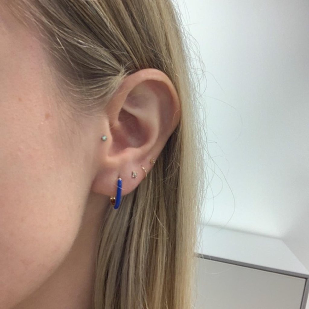 The Gia Marine Gold Enamel Blue Oval Hoop Earrings Hoops Car 25$